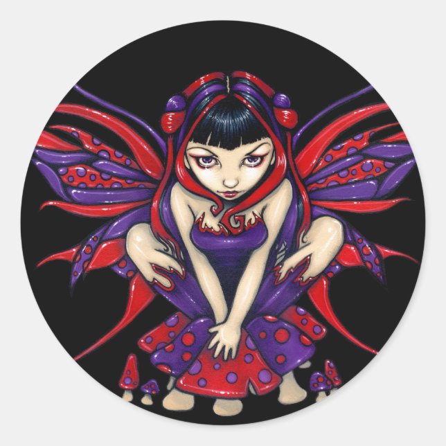 Adesivo Redondo Vinheta "Polkadot Mushroom Fairy" (Frente)