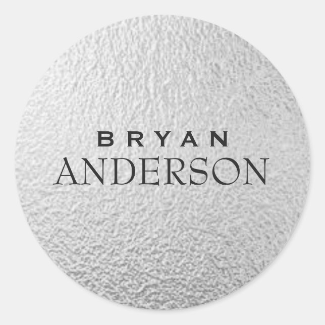 Adesivo Redondo Vinheta Prateada Profissional Simples e Moderna (Frente)