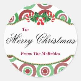 Adesivo Redondo Vinheta-presente de Caneta de Natal redonda