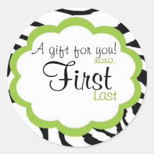 Adesivo Redondo Vinheta-presente persaonalizada de Zebra Funky