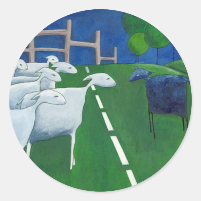 Adesivo Redondo Vinheta Preta de Ovelha (Frente)