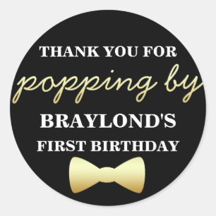 Adesivo Redondo Vinheta Preta e Dourada de Pipoca com Torneira de 