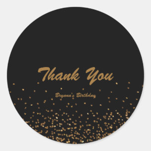 Adesivo Redondo Vinheta Preta e Dourada do Partido da Glitter