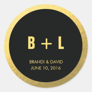 Adesivo Redondo Vinheta Preta + Folha Ouro   EDDINHAS