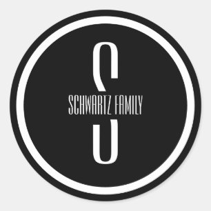 Adesivo Redondo Vinheta Preta Moderna