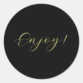 Adesivo Redondo Vinheta Preto para Desfrutar de Fundo