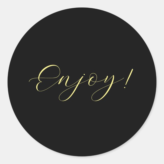 Adesivo Redondo Vinheta Preto para Desfrutar de Fundo (Frente)