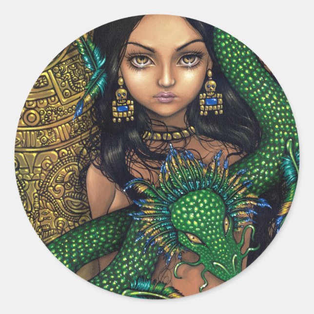 Adesivo Redondo Vinheta "Priestess of Quetzalcoatl" (Frente)