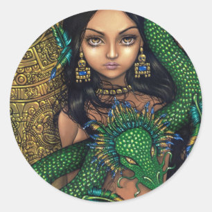 Adesivo Redondo Vinheta "Priestess of Quetzalcoatl"