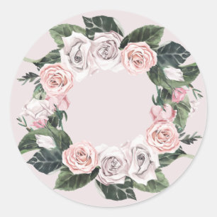 Adesivo Redondo Vinheta primavera rosa WREATH