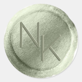 Adesivo Redondo Vinheta primavera Verde de Monograma de Folha de F