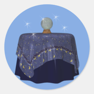Adesivo Redondo Vinheta Psicológica Crystal Ball Fortune Teller