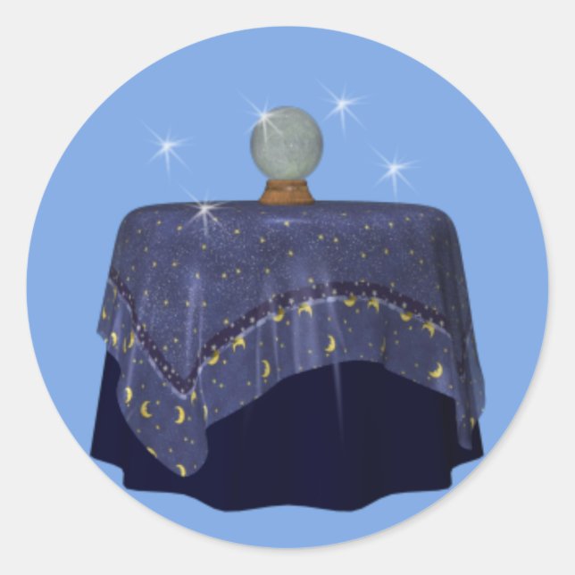 Adesivo Redondo Vinheta Psicológica Crystal Ball Fortune Teller (Frente)