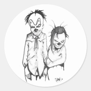 Adesivo Redondo Vinheta quadrada de desenho de mamã e Pappa