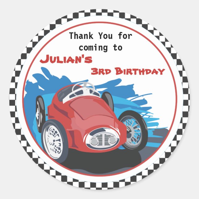 Adesivo Redondo Vinheta Race Car (Frente)
