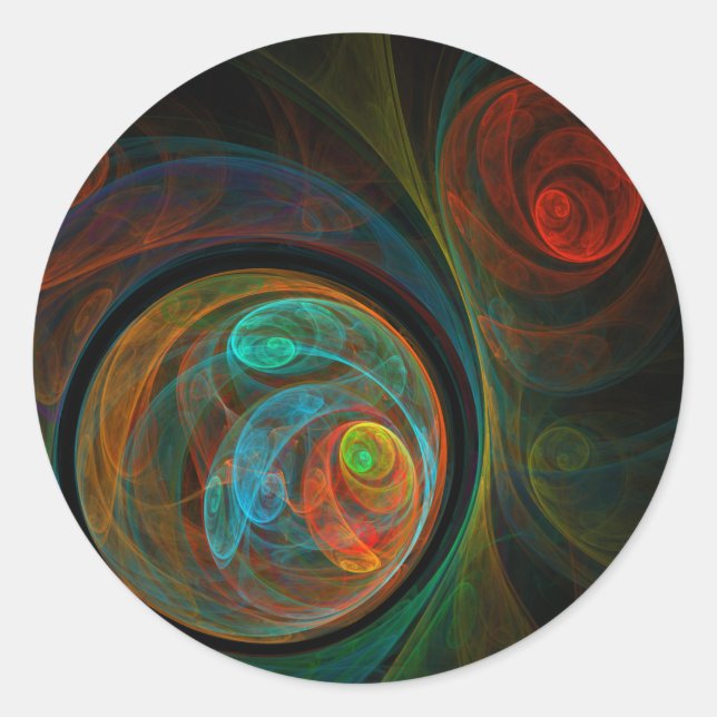 Adesivo Redondo Vinheta-redonda Abstrato azul de renascimento (Frente)
