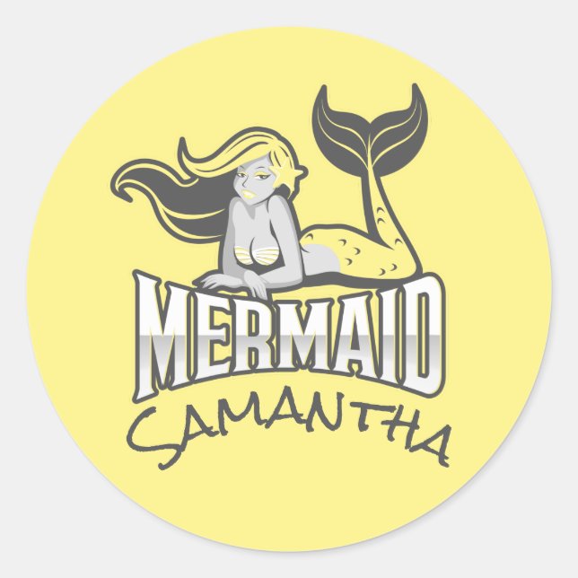 Adesivo Redondo Vinheta redonda amarela amarela do partido Sereia (Frente)