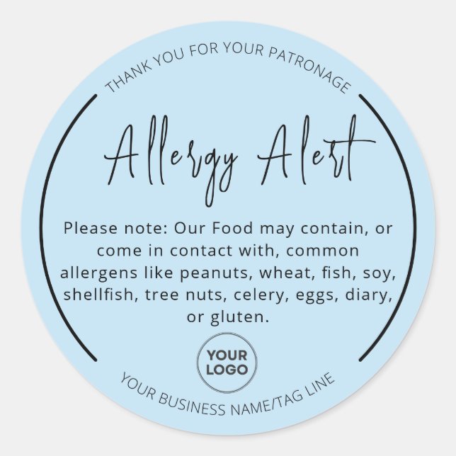 Adesivo Redondo Vinheta redonda Aqua Blue Allergy Comida (Frente)