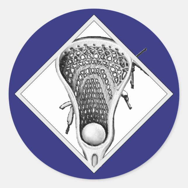 Adesivo Redondo Vinheta redonda azul-esportes Lacrosse (Frente)