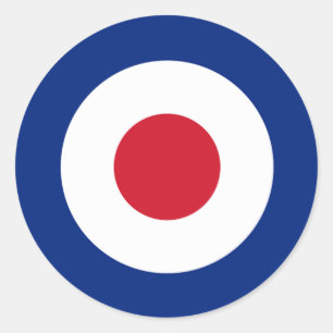 Adesivo Redondo Vinheta redonda azul MOD, vermelha e branca