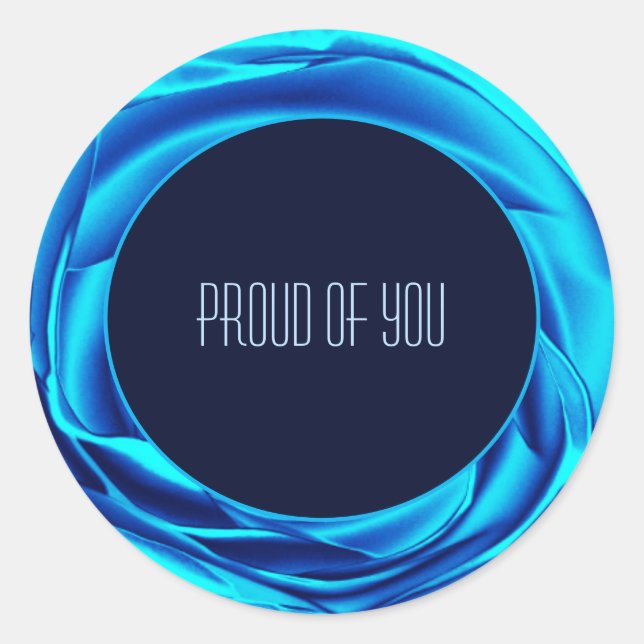 Adesivo Redondo Vinheta redonda azul-Rosa metálico (Frente)