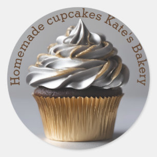 Adesivo Redondo Vinheta redonda Beiger Silver, Cupcakes caseiros D