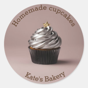 Adesivo Redondo Vinheta redonda Beiger Silver, Cupcakes caseiros D