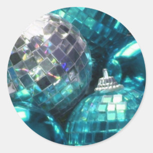 Adesivo Redondo Vinheta redonda Blue Baubles