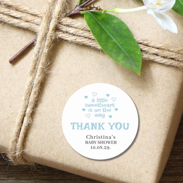 Adesivo Redondo Vinheta redonda branca Chá de fraldas azul-branca (Criador carregado)