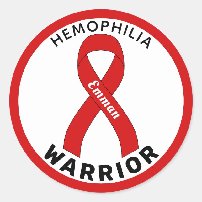 Adesivo Redondo Vinheta Redonda Branca de Fita do Guerreiro Hemofi (Frente)