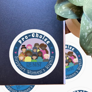 Adesivo Redondo Vinheta redonda branca e azul Pro-Choice