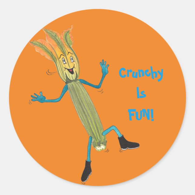 Adesivo Redondo Vinheta redonda brilhante "Zach Zucchini" (Frente)