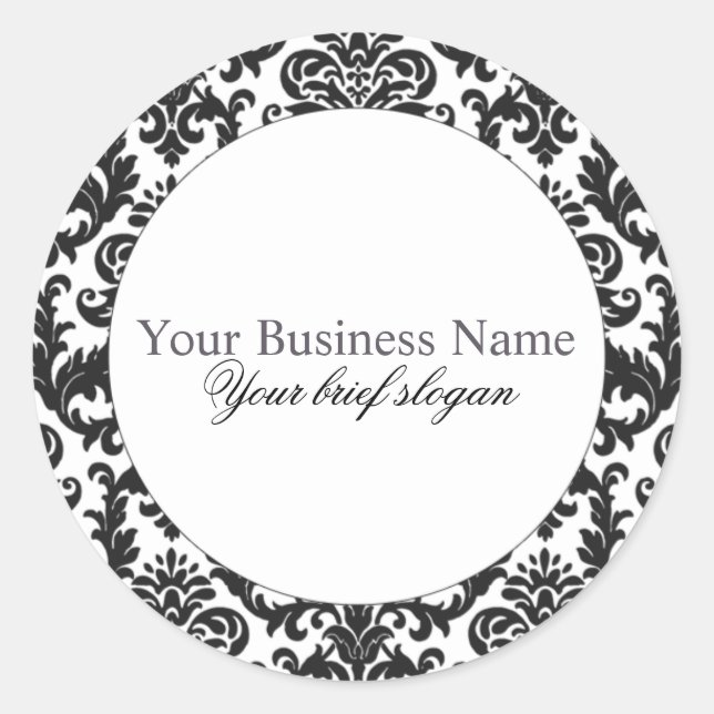 Adesivo Redondo Vinheta redonda Chic Black Damask nº 1 (Frente)