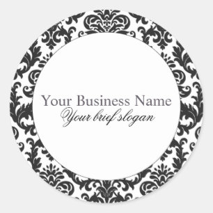 Adesivo Redondo Vinheta redonda Chic Black Damask nº 1