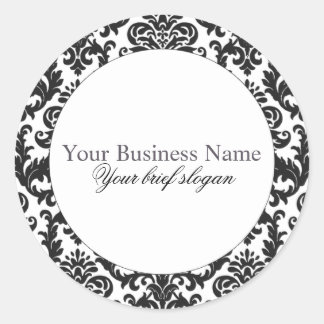 Adesivo Redondo Vinheta redonda Chic Black Damask nº 1