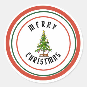 Adesivo Redondo Vinheta redonda CLASSIC CHRISTMAS MERRY