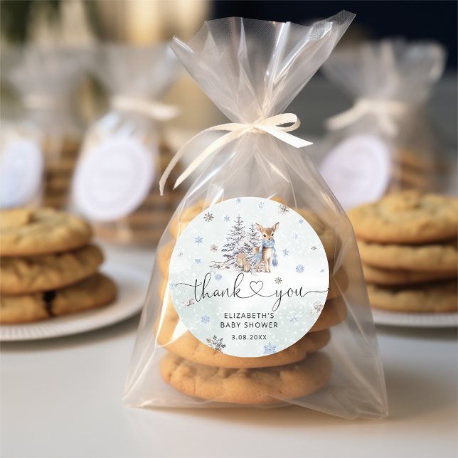 Adesivo Redondo Vinheta-redonda Clássica Azul-Inverno-Cinzento (Criador carregado)