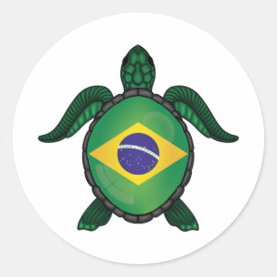 Adesivo Redondo Vinheta-redonda clássica bandeira da tartaruga-do-