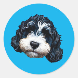 Adesivo Redondo Vinheta redonda clássica Bernedoodle