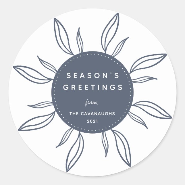 Adesivo Redondo Vinheta redonda clássica Bohemian Wreath Holiday (Frente)