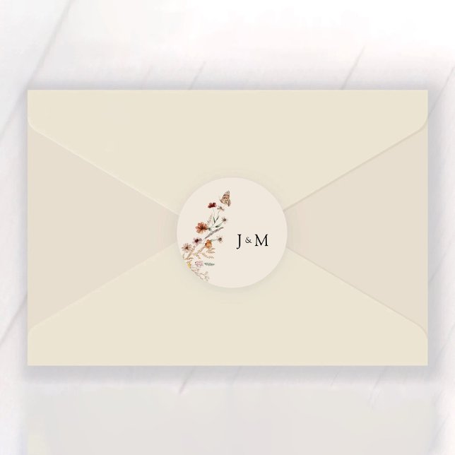 Adesivo Redondo Vinheta redonda clássica Boho Tiny Wildflower (Criador carregado)