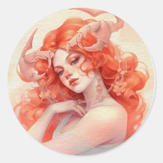 Adesivo Redondo Vinheta redonda clássica Canceriana/Cancer (Frente)