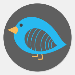 Adesivo Redondo Vinheta redonda clássica, colorida, de aves esqui