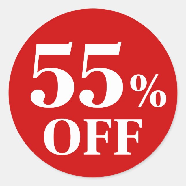 Adesivo Redondo Vinheta redonda clássica com 55% OFF Red Backgroun (Frente)