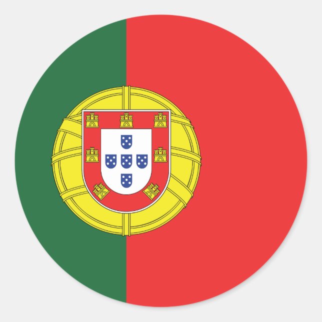 Adesivo Redondo Vinheta redonda clássica com bandeira portuguesa (Frente)