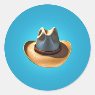 Adesivo Redondo Vinheta redonda clássica com chapéu de cowboy