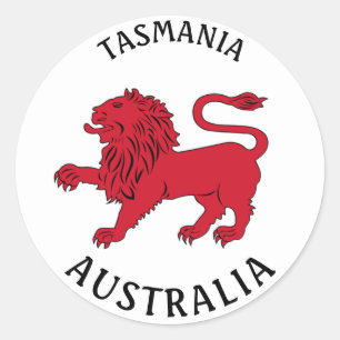 Adesivo Redondo Vinheta redonda clássica com Crachá da Tasmania (A