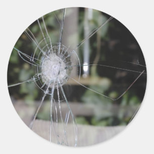 Adesivo Redondo Vinheta redonda clássica com janela quebrada