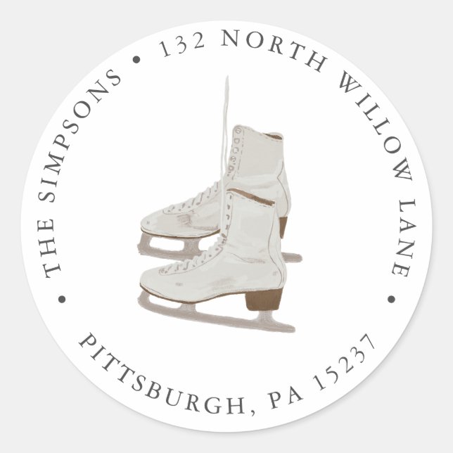Adesivo Redondo Vinheta redonda clássica com Skates de gelo (Frente)