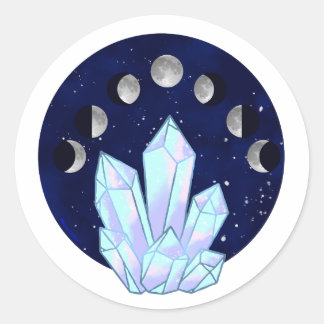 Adesivo Redondo Vinheta Redonda Clássica Cristal da Fase Lua